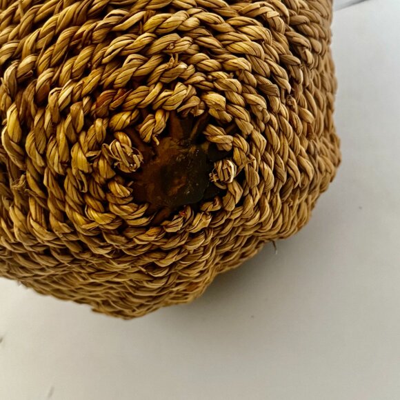 Vtg Metal Jute Rope Pumpkin with Metal Leaves & Stem Fall Thanksgiving Halloween - Picture 9 of 9